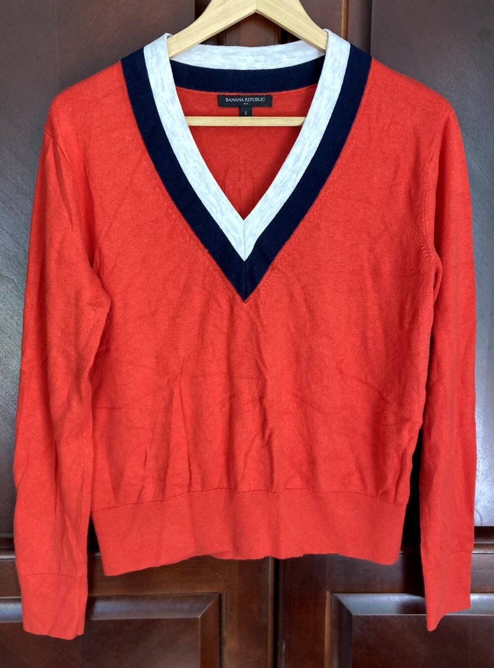 Banana Republic -Tomato Red Old Money Tennis Varsity Pullover Sweater - S